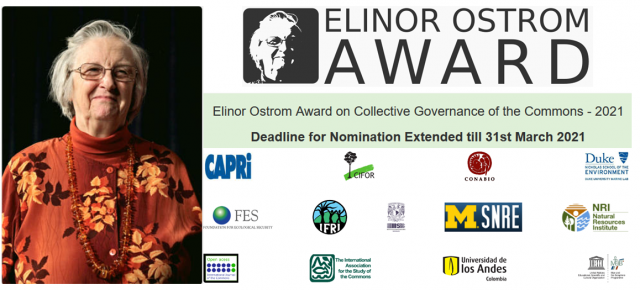 Elinor Ostrom Awards 2021 Nomination Deadline extended to 31.03.2021